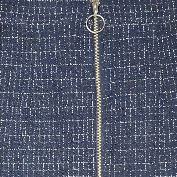Maeve Navy Blue & White Checked Tweed Pencil Skirt - Picture 3 of 7